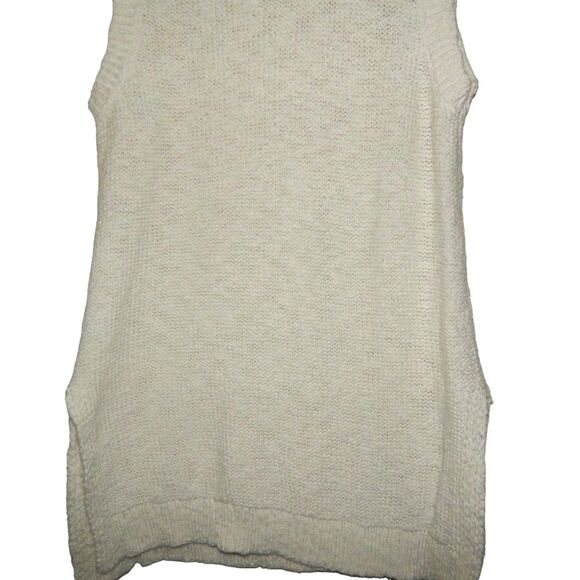 ANN TAYLOR LOFT women's medium white cream knit tunic sleeveless sweater top - Picture 4 of 13